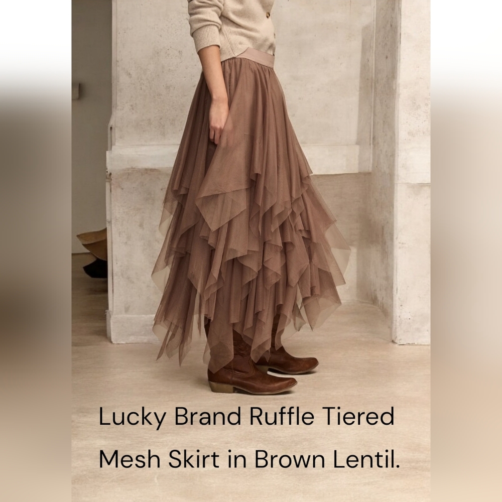Lucky Brand Ruffle Tiered Mesh Skirt
